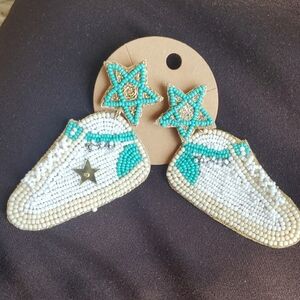 Beaded Sneaker Earrings with Star Design